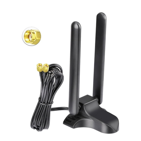 Eightwood WiFi 6E Antenna Tri-Band 2.4GHz 5GHz 6GHz Magnetic Base WiFi Antennae, RP-SMA Connector for Computer PC Desktop Motherboard PCIe Bluetooth Card Wireless Router