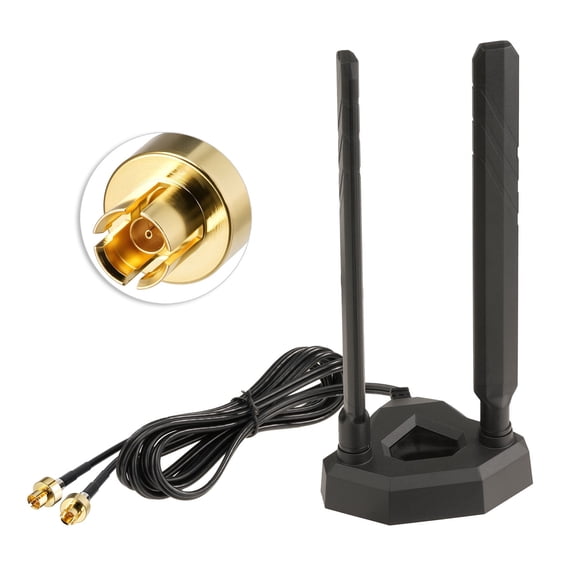 Eightwood WiFi 7 Antenna WiFi 6E Antenna Tri-Band 2.4GHz 5GHz 6GHz Magnetic Base with New Interface (NOT RP-SMA) for WiFi 7 Gaming Motherboard