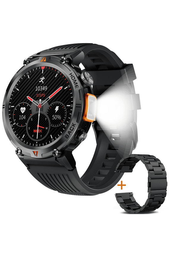 KE3 Military Smart Watch (GPS) 1.45" Black Aluminum Case with Black Sport Band