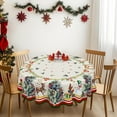 thumbnail image 1 of Eikione Round Merry Christmas Tablecloth, Truck Christmas Tree Tablecloth, Stain Resistant Dining Table Cover for Holiday Decor, 1 of 3