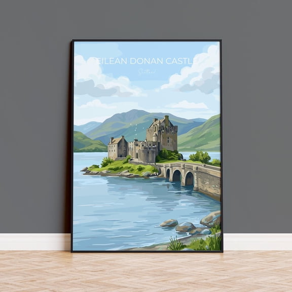 Eilean Donan Castle Scotland Travel Print Scottish Highlands Castle Wall Art Landscape Iconic Scotland Illustration Uk Decor