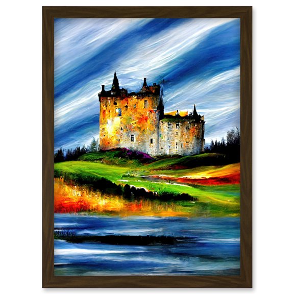 Eilean Donan Castle Sea Loch Scotland Landscape Artwork Framed Wall Art Print A4