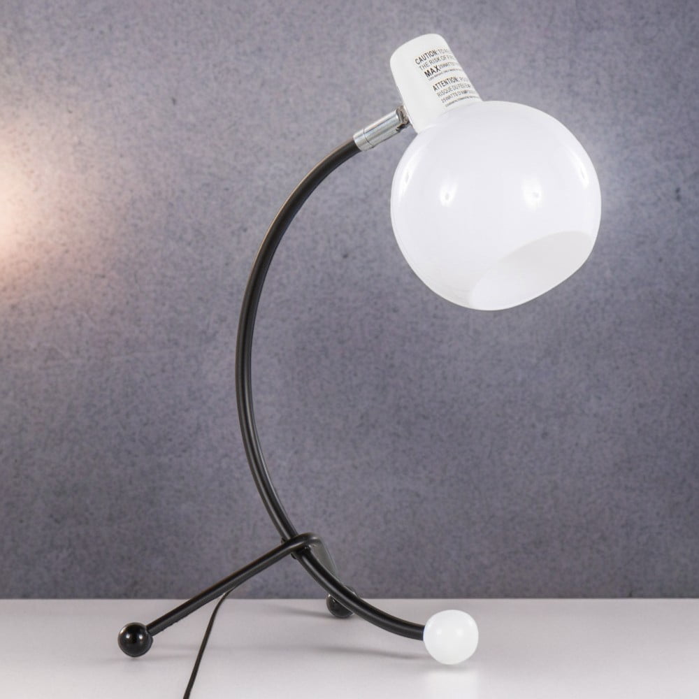 Eileen Contemporary Task Lamp in Black Metal and White Plastic Shade by ...