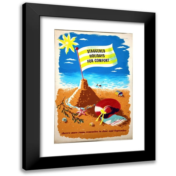 Eileen Evans 11x14 Black Modern Framed Museum Art Print Titled - Staggered Holidays for Comfort. There's More Room, Remember, in June and September (Between 1939 and 1946)