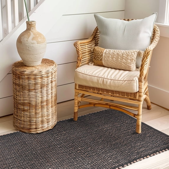 Eileen Farmhouse Charcoal Gray Area Rug 20" x 30" Rectangle