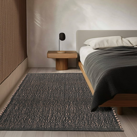 Eileen Farmhouse Charcoal Gray Area Rug 3' x 5' Rectangle
