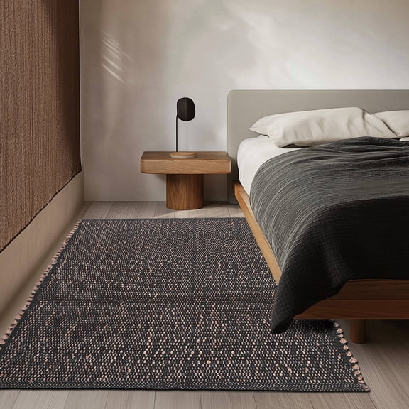 Eileen Farmhouse Charcoal Gray Area Rug 4' x 6' Rectangle