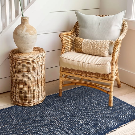 Eileen Farmhouse Navy Area Rug 20" x 30" Rectangle