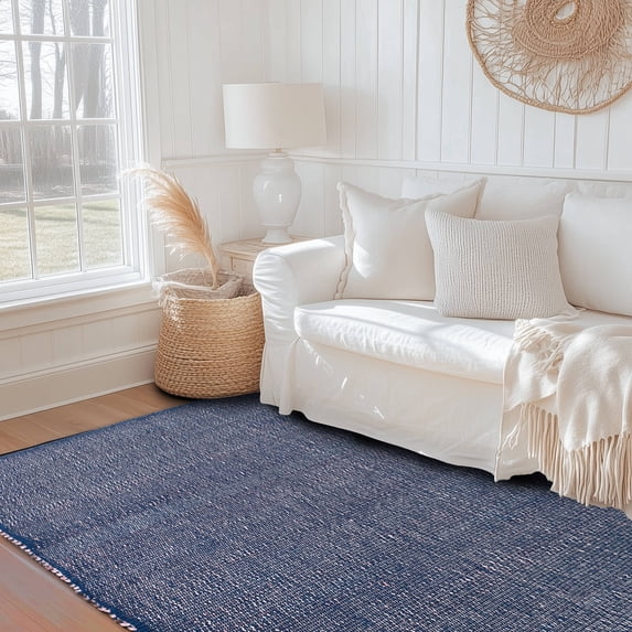 Eileen Farmhouse Navy Area Rug 6' x 9' Rectangle