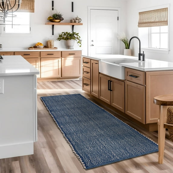 Eileen Farmhouse Navy Area Rug Runner 2' x 6' Runner