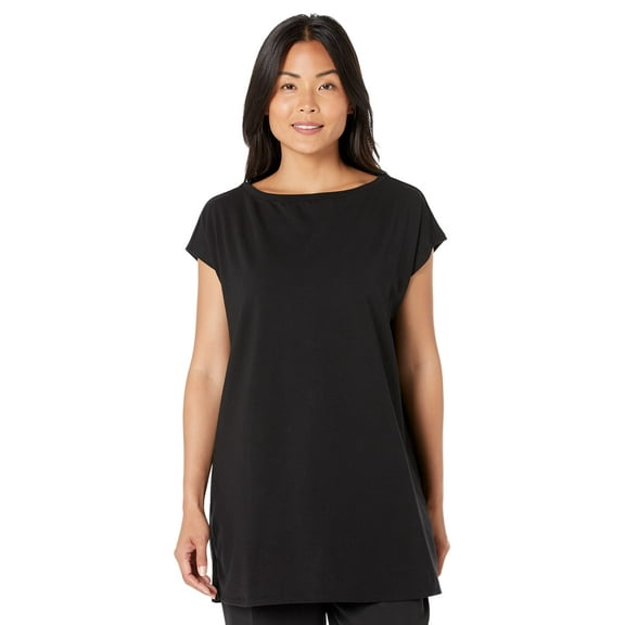 Eileen Fisher Bateau Neck Boxy Tunic Black SM