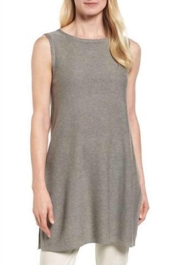 Boat-Neck Knit Tunic Ash M