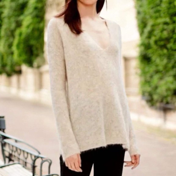 Eileen Fisher Brushed Alpaca Mohair V Neck Top, XS/TP