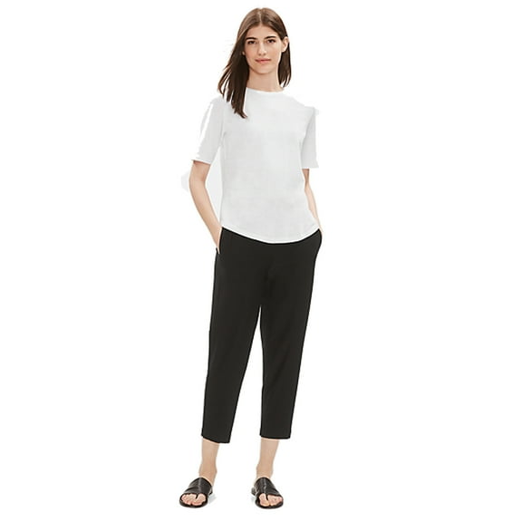 Eileen Fisher Lightweight Washable Stretch Crepe Slouchy Pant, Black,M