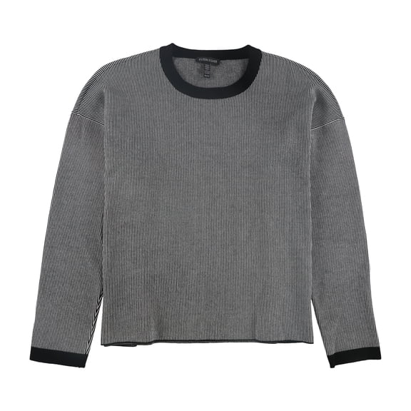 Eileen Fisher Mens Ringer Pullover Sweater, Black, Small