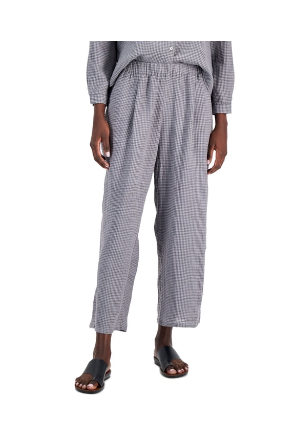 Organic Linen Straight-Leg Ankle Pull-On Pants Moon 3X