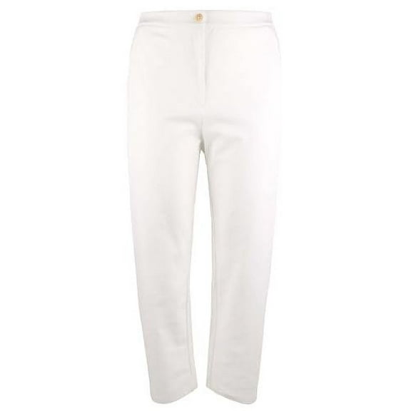 Eileen Fisher Women's Plus Size Ponte High Waisted Ankle Pants Wht 3X