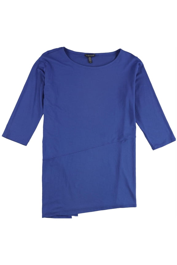 Womens Asymmetrical Pullover Blouse, Blue, Medium