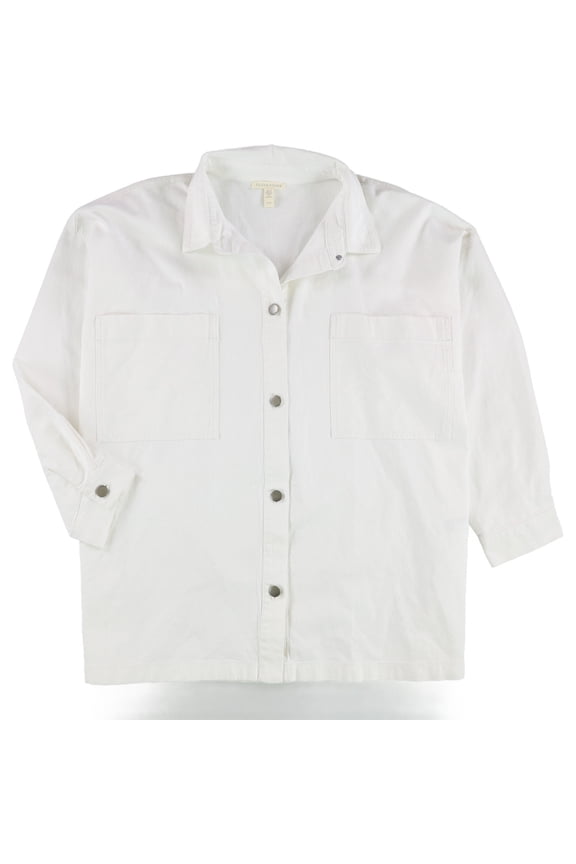 Womens Boxy Shirt Jacket, White, X-Large