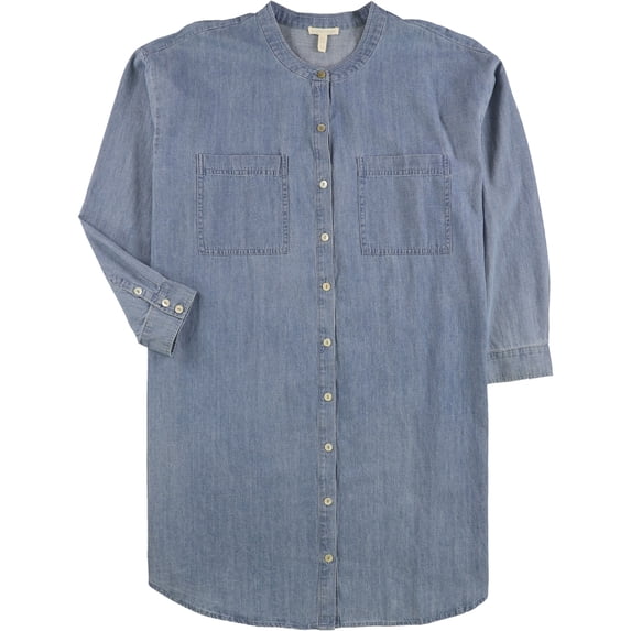 Eileen Fisher Womens Chambray Shirt Dress, Blue, XX-Small