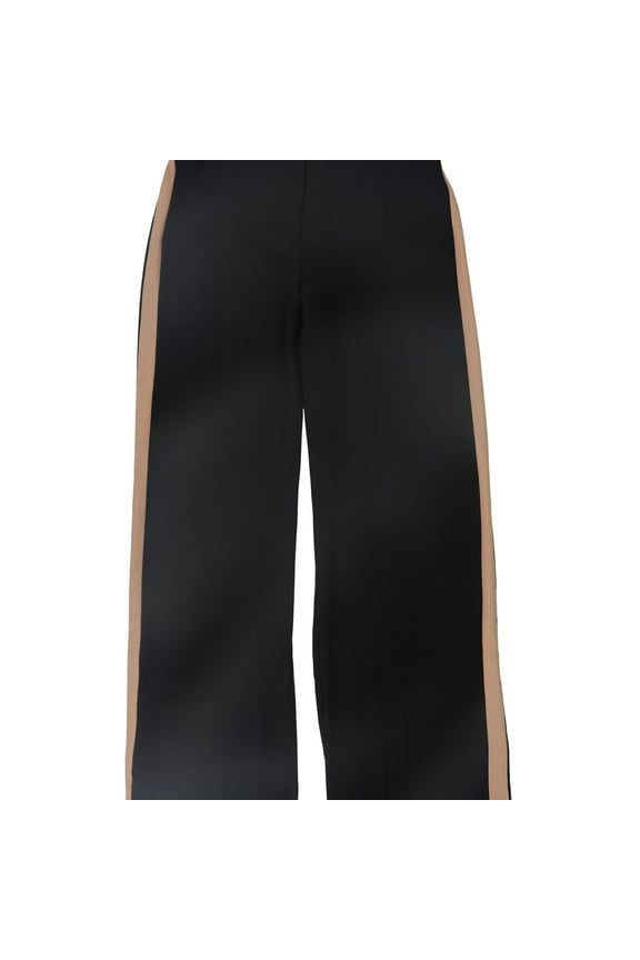 Womens Georgette Crepe Casual Wide Leg Pants, Black, Petite, 4P
