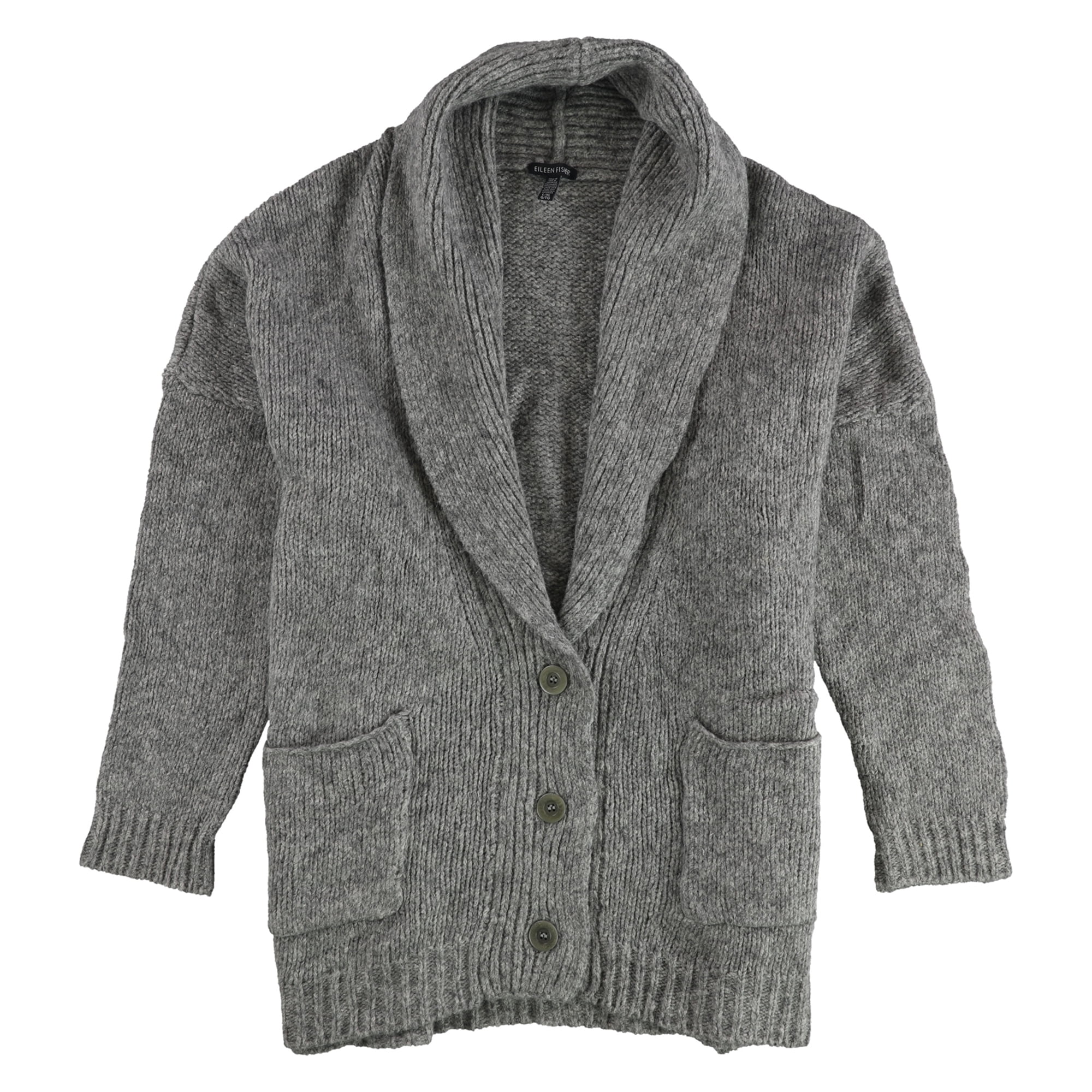 Eileen Fisher Womens Knit Collared Cardigan Sweater Grey L XL Walmart