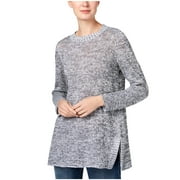 Eileen Fisher Womens Linen Tunic Crewneck Sweater Gray XXS