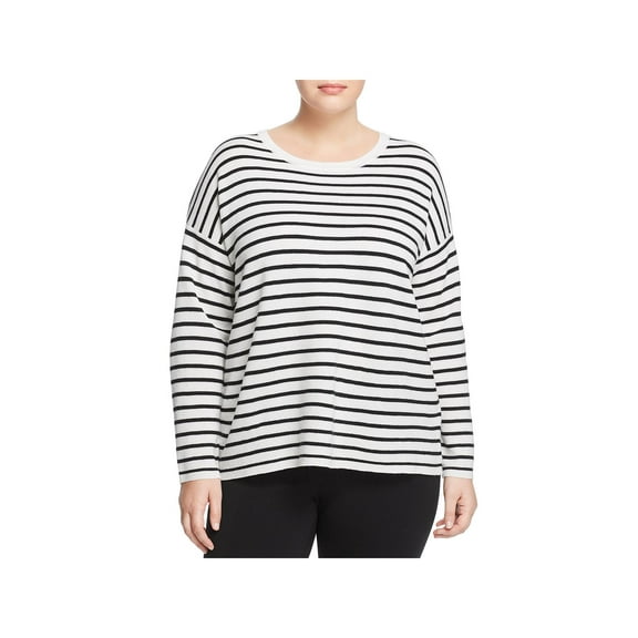 Eileen Fisher Womens Merino Wool Striped Pullover Sweater