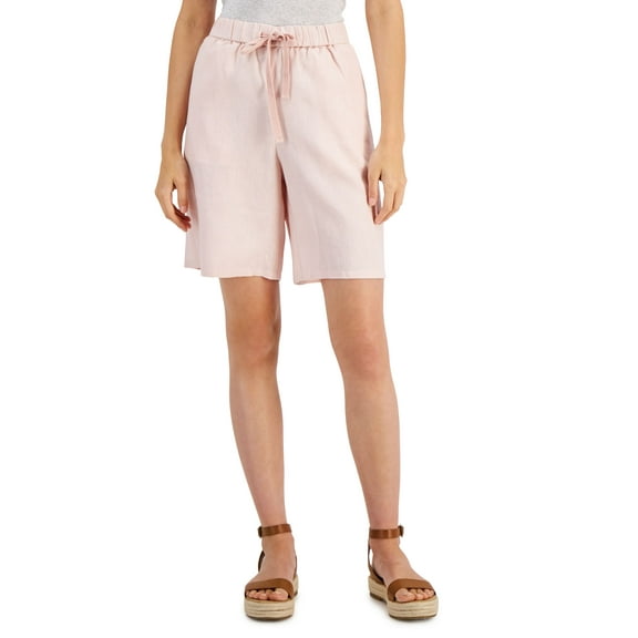 Eileen Fisher Womens Organic Linen High Rise Shorts Powder M