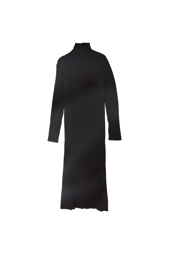 Womens Ribbed Sweater Dress, Brown, X-Small