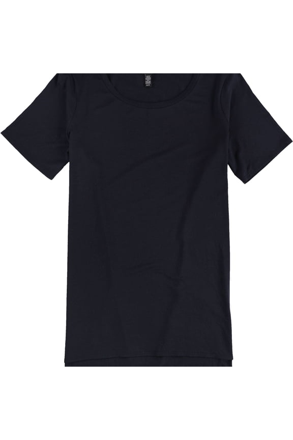 Womens Solid Basic T-Shirt, Blue, X-Small