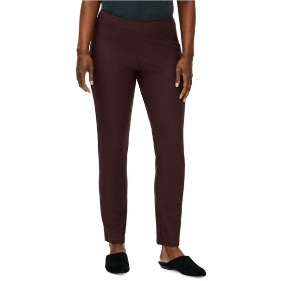 Eileen Fisher Womens Stretch Crepe Casual Trouser Pants, Brown, Large