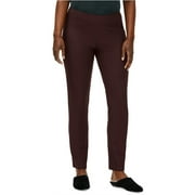 Eileen Fisher Womens Stretch Crepe Casual Trouser Pants, Brown, XX-Small