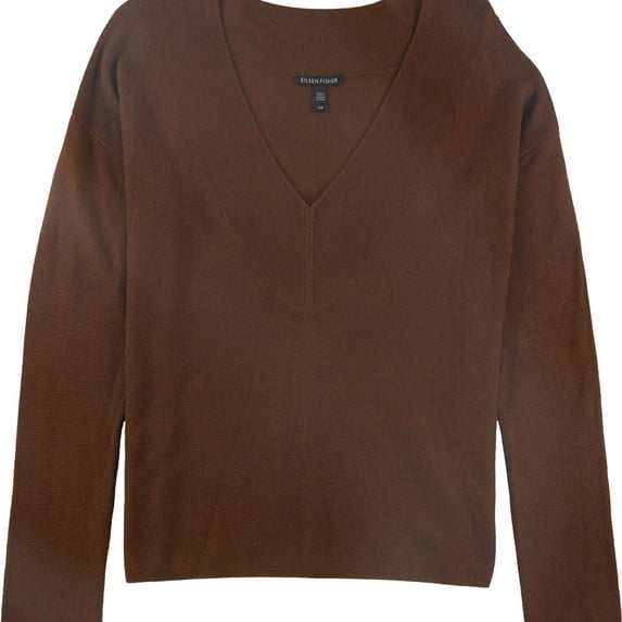 Eileen Fisher Womens Tencel Pullover Sweater, Brown, X-Small