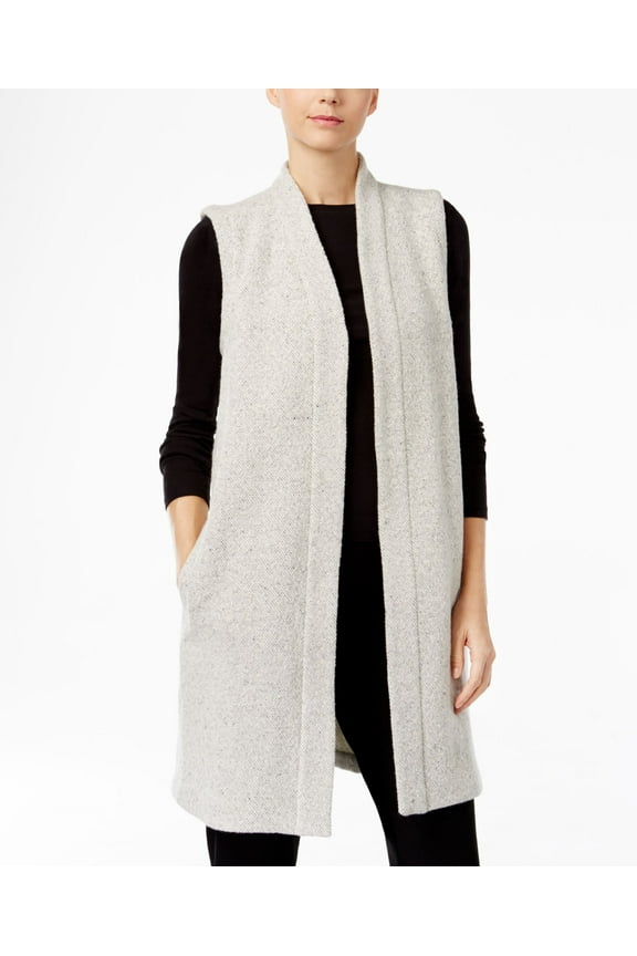 Wool Blend Duster Sweater Vest Pearl 2XS