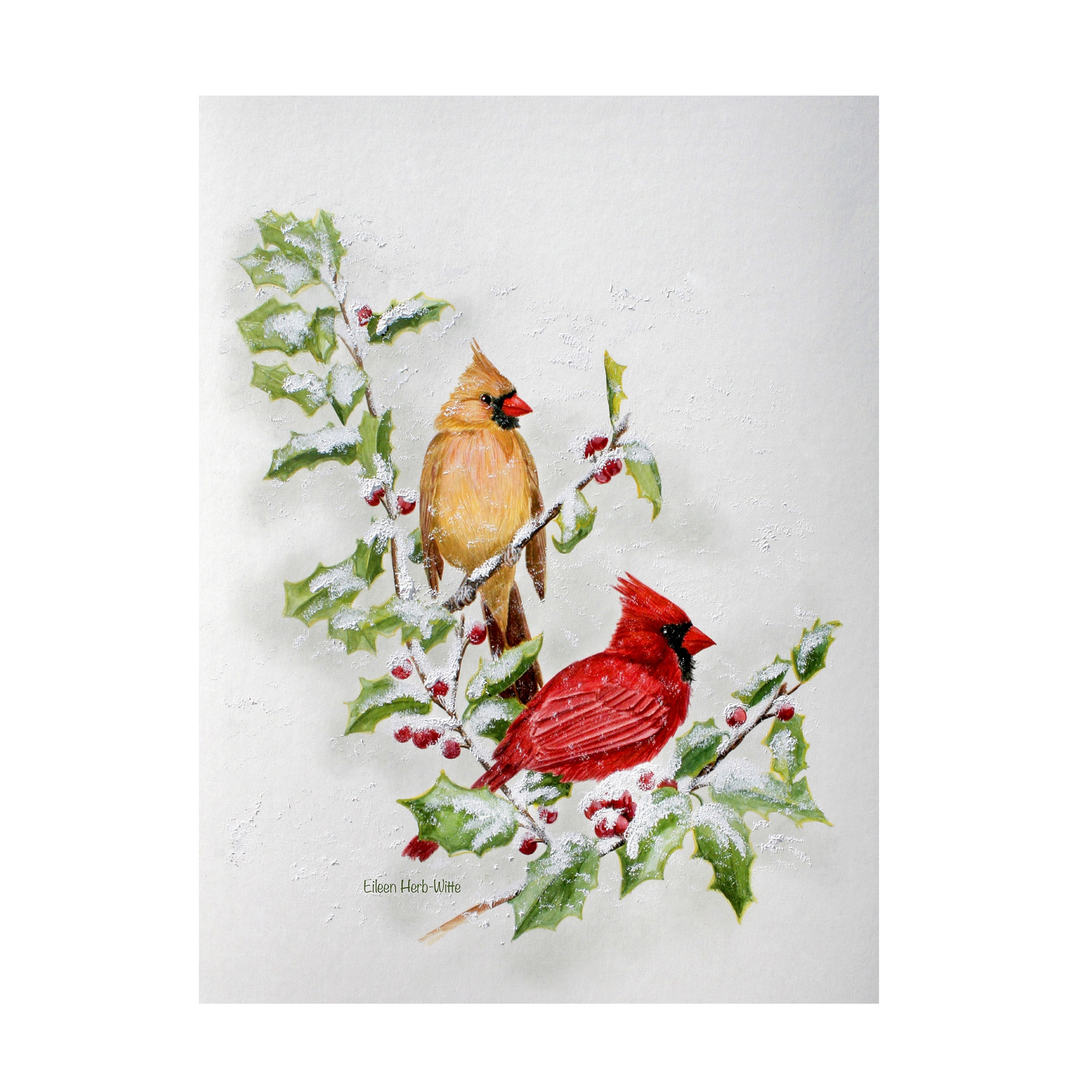 Eileen Herb-Witte 'Holly Cardinals 1' Canvas Art