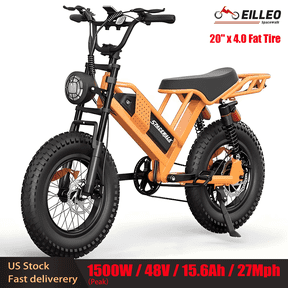 Eilleo Spacewalk M7 Off Road Electric Bike M7 for Teens/Adults, 20"fat tire Ebike,1500W Peak Motor, 24.9mph,48V 15Ah Removable Battery, Dual Suspension UL2849