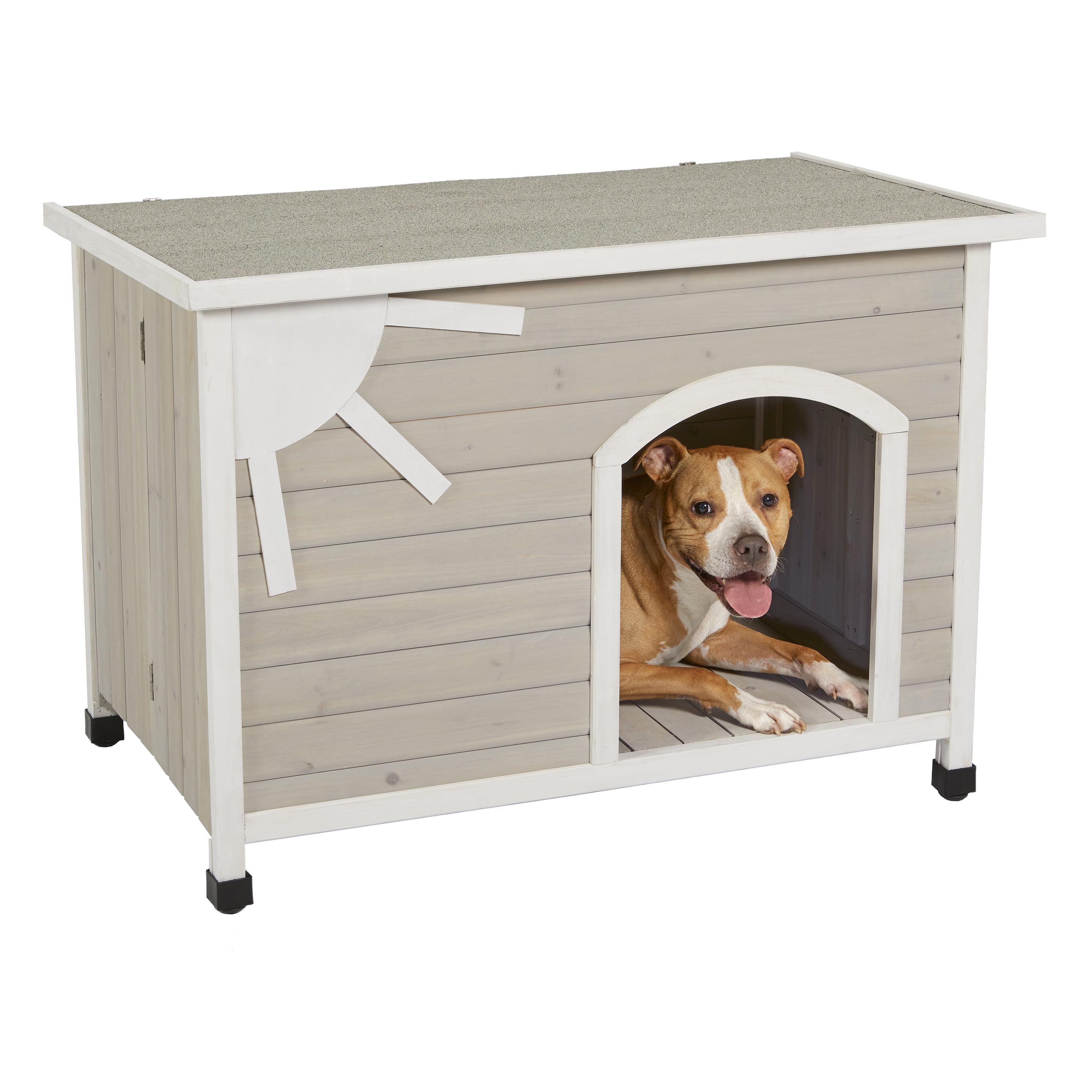 Medium Beige and White Wood Folding Dog House