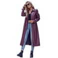 thumbnail image 1 of Eilly Bazar PU Faux Leather Trend Coat for Women Long Sleeve Female Long Trend Coat Burgundy S, 1 of 5