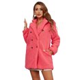 thumbnail image 1 of Eilly Bazar Teddy Coat for Women Double Breasted Faux Sherpa Female Watermelon Pink L, 1 of 4