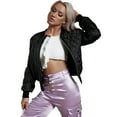 thumbnail image 1 of Eilly Bazar Classic Bomber Jacket for Women Quilted Female Zip Up Short Jacket Black S, 1 of 4