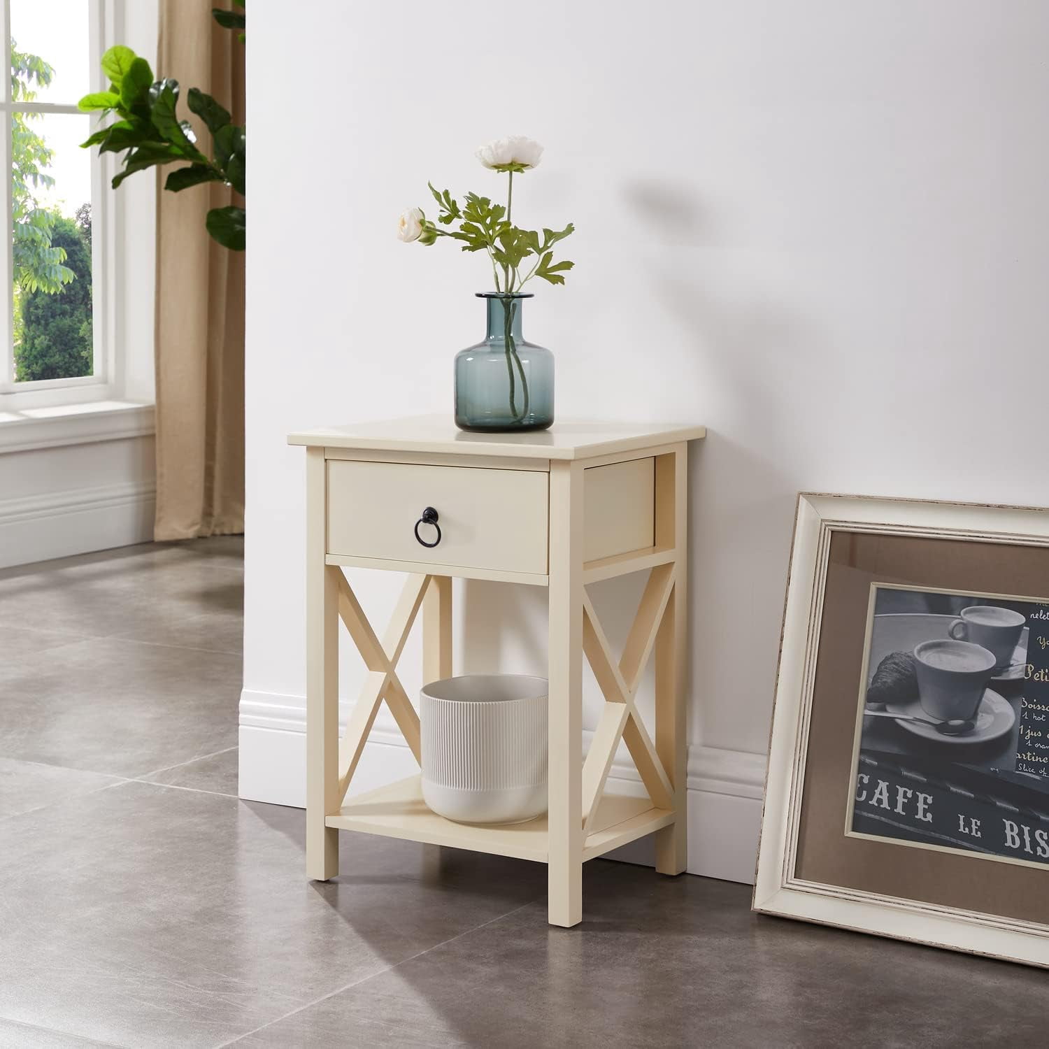 Eily Small Night Stand, Bedside Table with Drawers and Shelf, Sleek ...