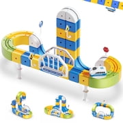 Einailvk Electric Train Set for Kids Ages 3+, 124 Pcs 3D DIY Race Track, Cube Track Building Kits, STEM Anti-Gravity Car Toy for Boys Girls Gift
