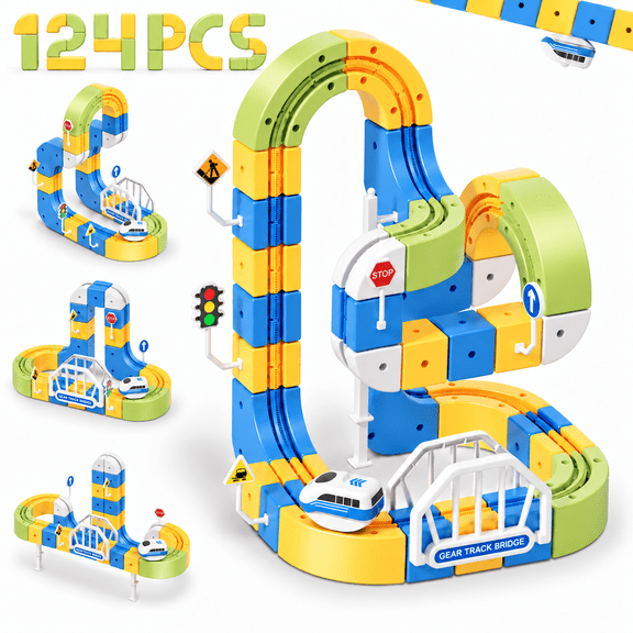 Electric Train Set for Kids, 112PCS Construction Race Track Building ...