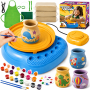 Einailvk Pottery Wheel for Kids 6+, with 3 Terracotta, 14 colors, Complete Tools, Art & Crafts for Beginners, Painting Clay Kit for Girls Boys Birthday Gift, Blue