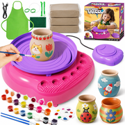 Einailvk Pottery Wheel for Kids Ages 6+ with Terracotta & Clay Sculpting Tools, Complete Pottery Painting Kit, Arts & Crafts Toy for Girls Boys, Birthday & Holiday Gift, Pink
