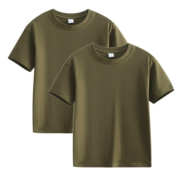 Einccm 2 Pack Kids Short Sleeve T-Shirts, Soft Cotton Solid Color Basic Tees for Boys and Girls, Tagless Relaxed Fit Summer Tops for School, Outdoor, Play
