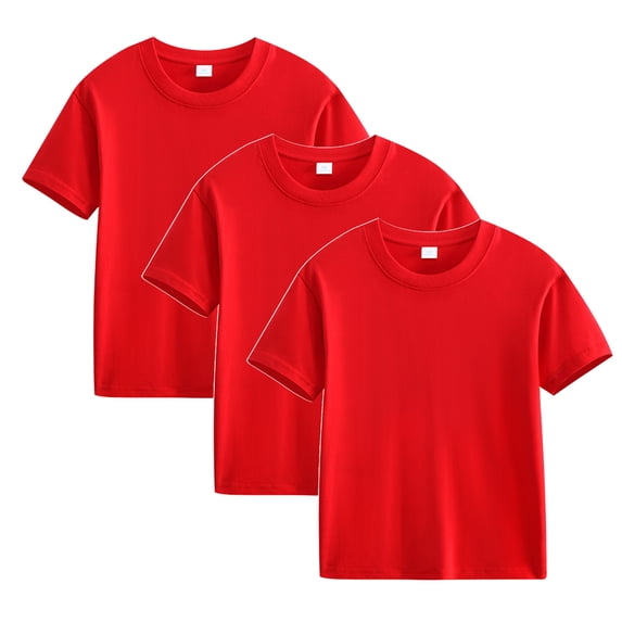 Einccm 3 Pack Girls Short Sleeve T-Shirts - Soft Cotton Basic Crewneck Tees - Solid Color Summer Tops for Kids, Toddlers, and Youth - Durable Everyday School Wear