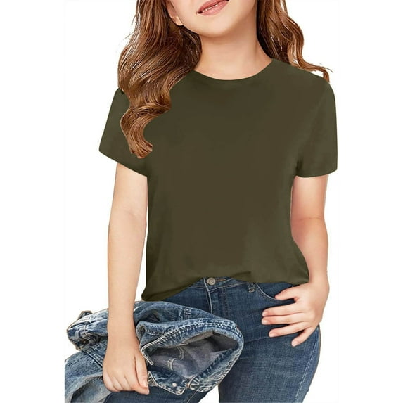 Einccm 3 Pack Kids Cotton Short Sleeve T-Shirts, Soft Tagless Crewneck Solid Color Basic Tees for boys and girls Age 2-12 Years, Summer Casual Wear