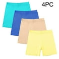 thumbnail image 1 of Einccm 4 Pack Girls Yoga Shorts with Elastic Waist Solid Color Bike Shorts for School Sports and Active Play, Comfortable Under Dress Shorts for 5-14 Years, 1 of 9